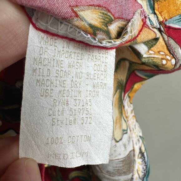 Hilo Hattie Tiki Idols Hibiscus Tropical Hawaiian Button Up Shirt Red M - Picture 6 of 9